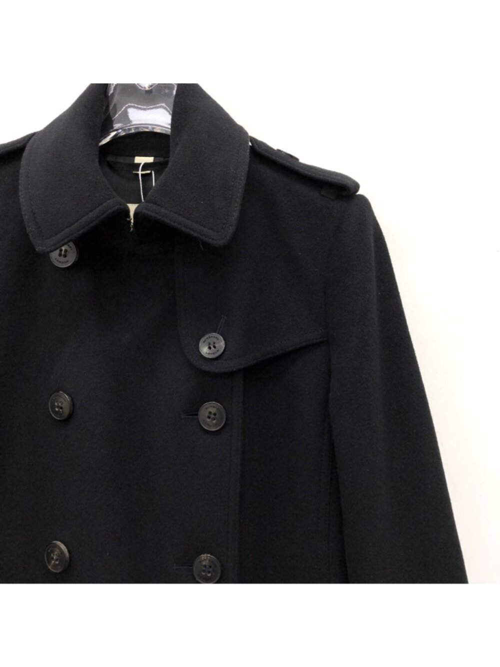 Burberry Black Wool Double-Breasted Belted Coat - Picture 3 of 7
